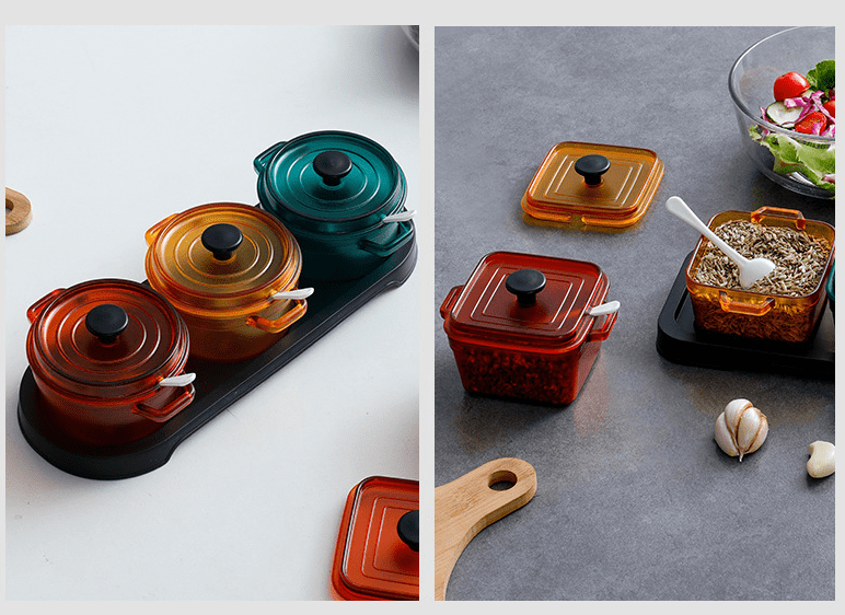 Set of 3 Decorative Condiment Container.